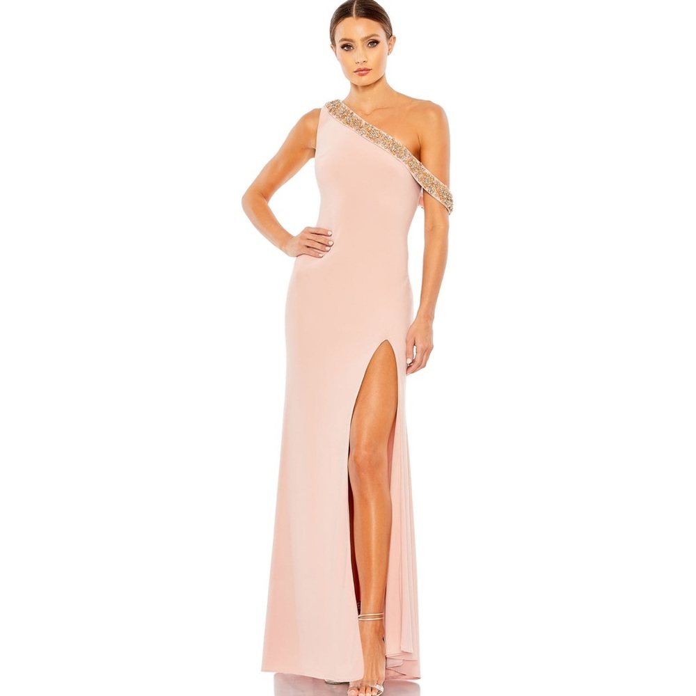 Mac Duggal Beaded Drop Shoulder Jersey Gown 12 NWOT $398
